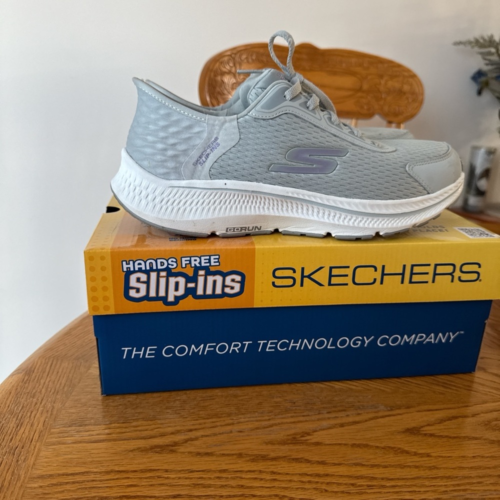 Skechers Slip Ins Athletic Running Shoes Women’s 10 Gray Air Cooled Memory Foam - Picture 2 of 13